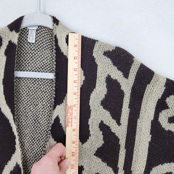 Chicos Sweater Womens One Size Tan Brown Gold Shawl Cardigan Cape Knit Shimmer - Picture 10 of 16